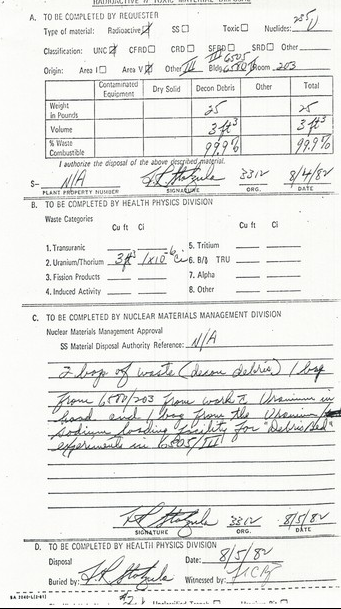 D10 Experiment: Radioactive & Toxic Material inventory document